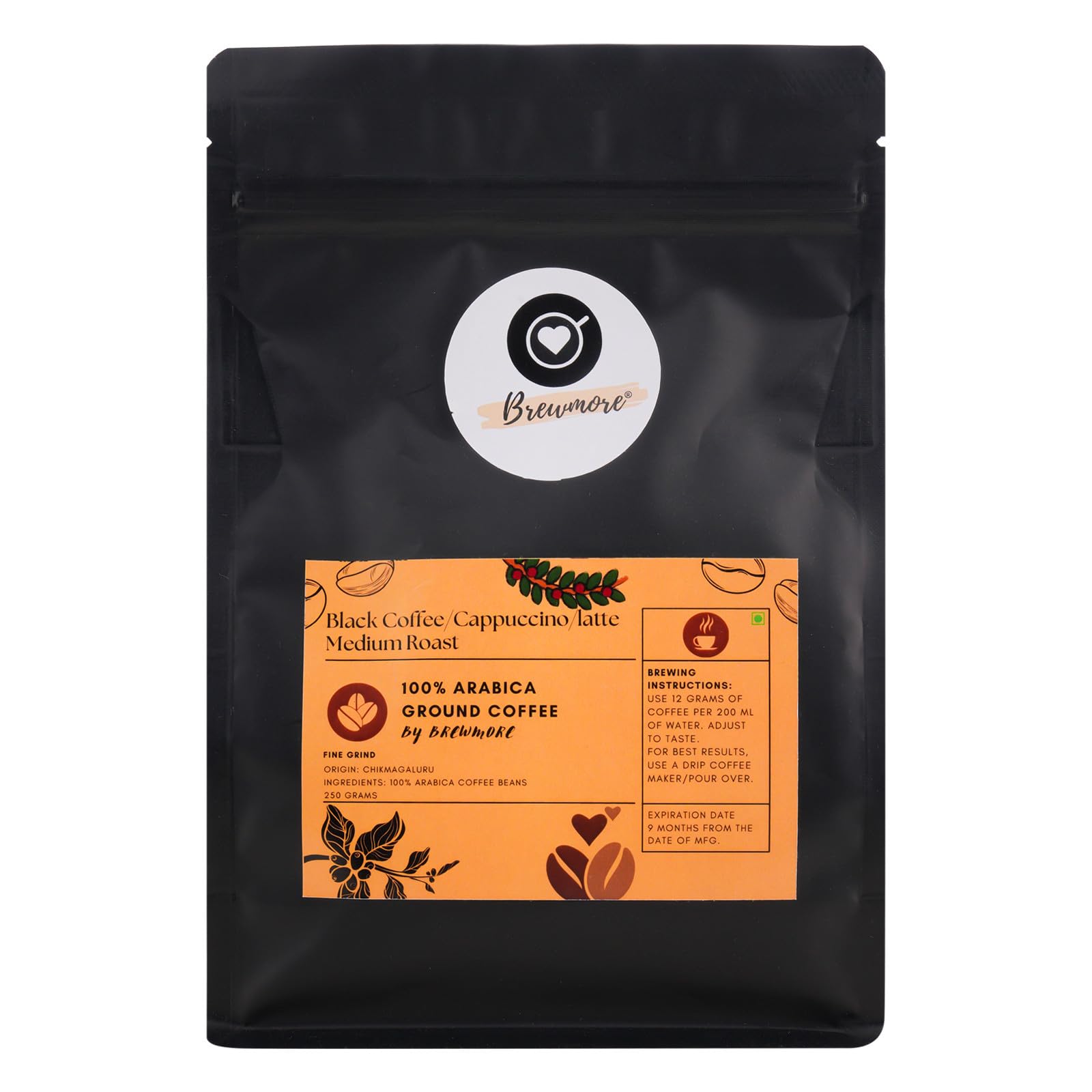 BrewMore Premium Arabica Medium Roast Coffee Powder - 250gm Pouch - Superior Arabica Ground Coffee Powder | Single Origin | Medium Roast | Strong And Delicious Black Coffee | Pack of 1 (B0D87PHR1G) Amazon Price History, Amazon Price Tracker