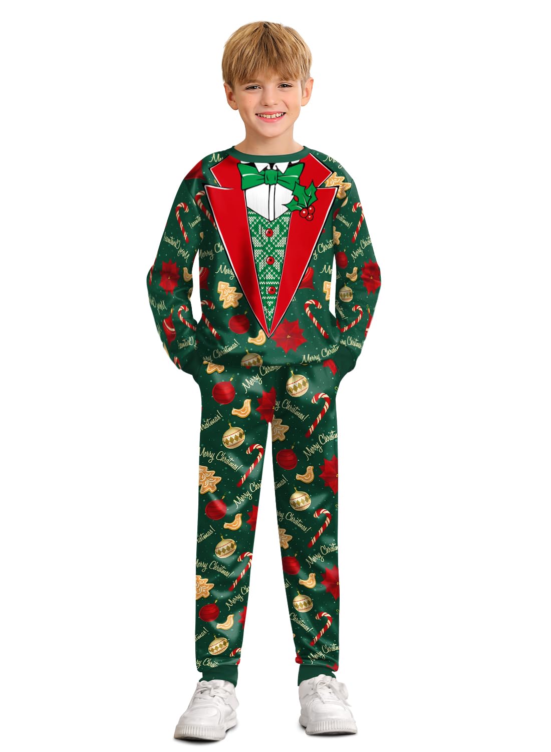 BesserBay Boys Funny Ugly Christmas 2 Piece Set with Graphic Sweatshirt and Pants 4-14 Years