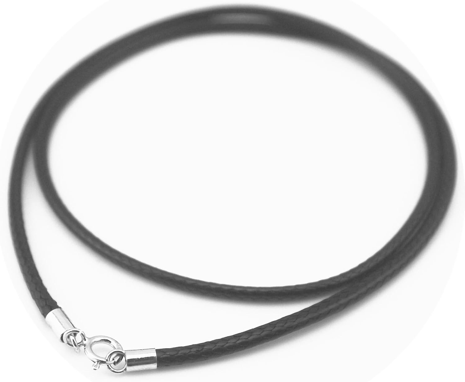 Glory Qin Black Silk Braided Rope Chain 925 Silver Plated Clasp Leather Cord Chain Necklace Rope