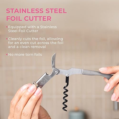 Miniatura 4 de Pocket Prestige Waiters - Sacacorchos de acero inoxidable, abridor de botellas de vino de doble palanca patentado francés para camareros y regalos,