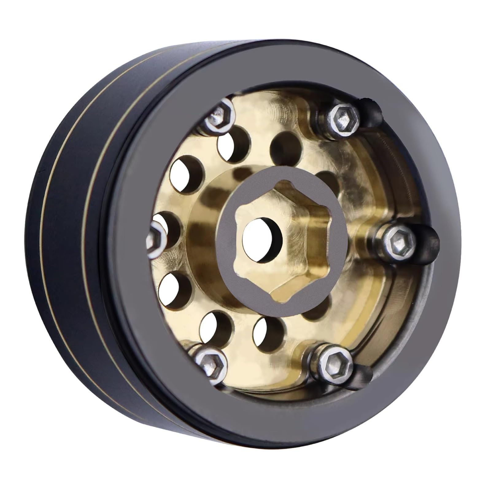 Per Axial Per SCX24 AX24 Per TRX4M Per FCX24 1/24 1/18 39g -2.65mm Cerchioni Beadlock In Ottone Rivestito Nero Da 1.0" Ricambi Auto RC Crawler Accessori Giocattoli Rc