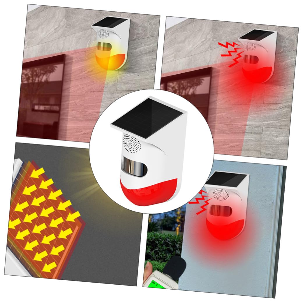 iplusmile Allarme Solare da Esterno Sensore Infrarosso, Ip67 Abs e Silicio, senza Fili Forte Sirena per Sicurezza Casa e Giardino