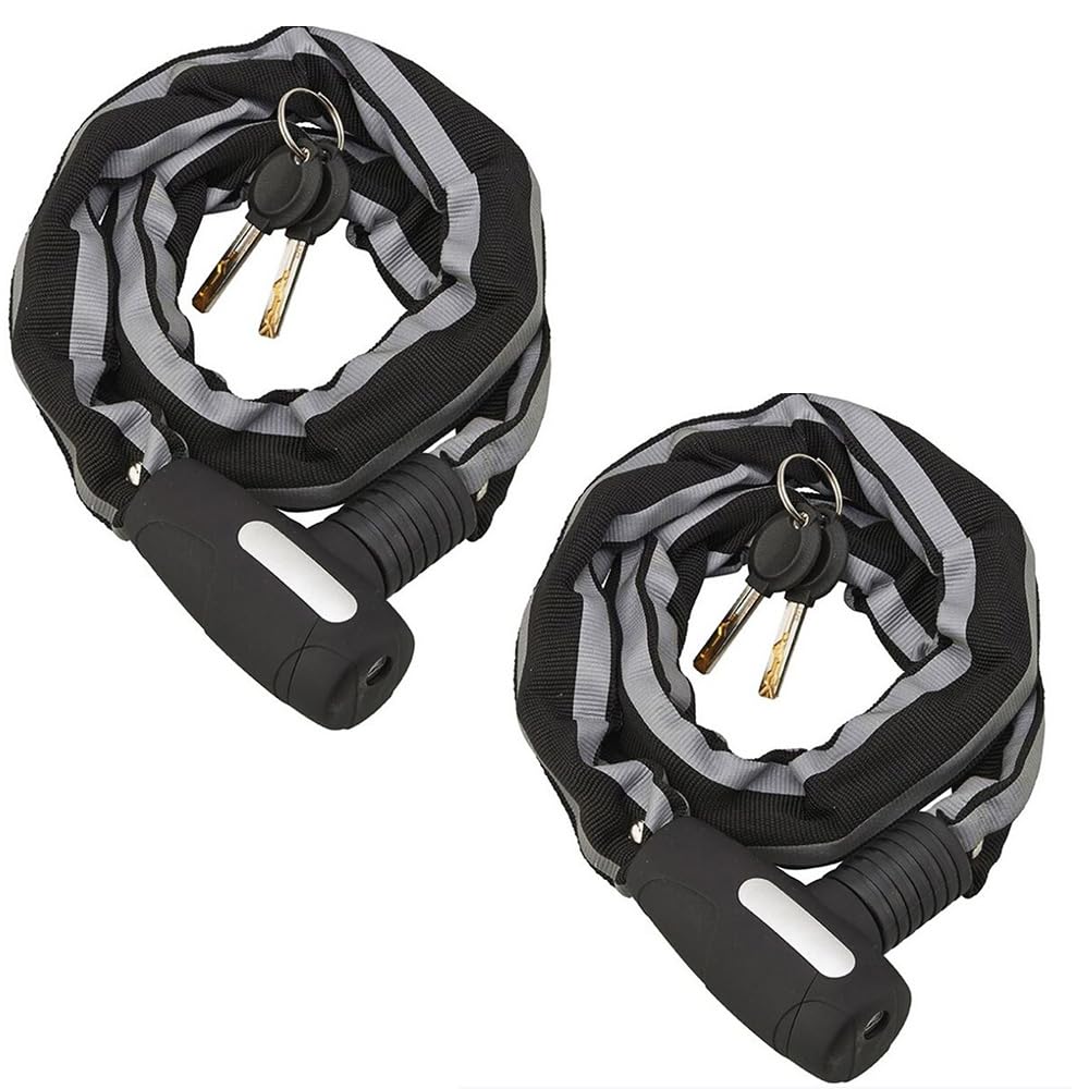 Paluplus 2 Catene per Bicicletta Antifurto, Diametro 6 cm e Lunghezza 100 cm, Rivestimento Antigraffio, Lucchetto con Chiusura Automatica, Serratura Antiscasso, per Bici, Moto, Cancelli -958F