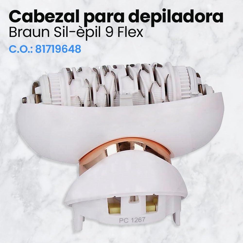 Anakel Home Repuesto Cabezal 81719648 Compatible con Braun Silkepil 9 Flex, Cabezal Flexible, Tecnología Micro-Grip con 40 Pinzas