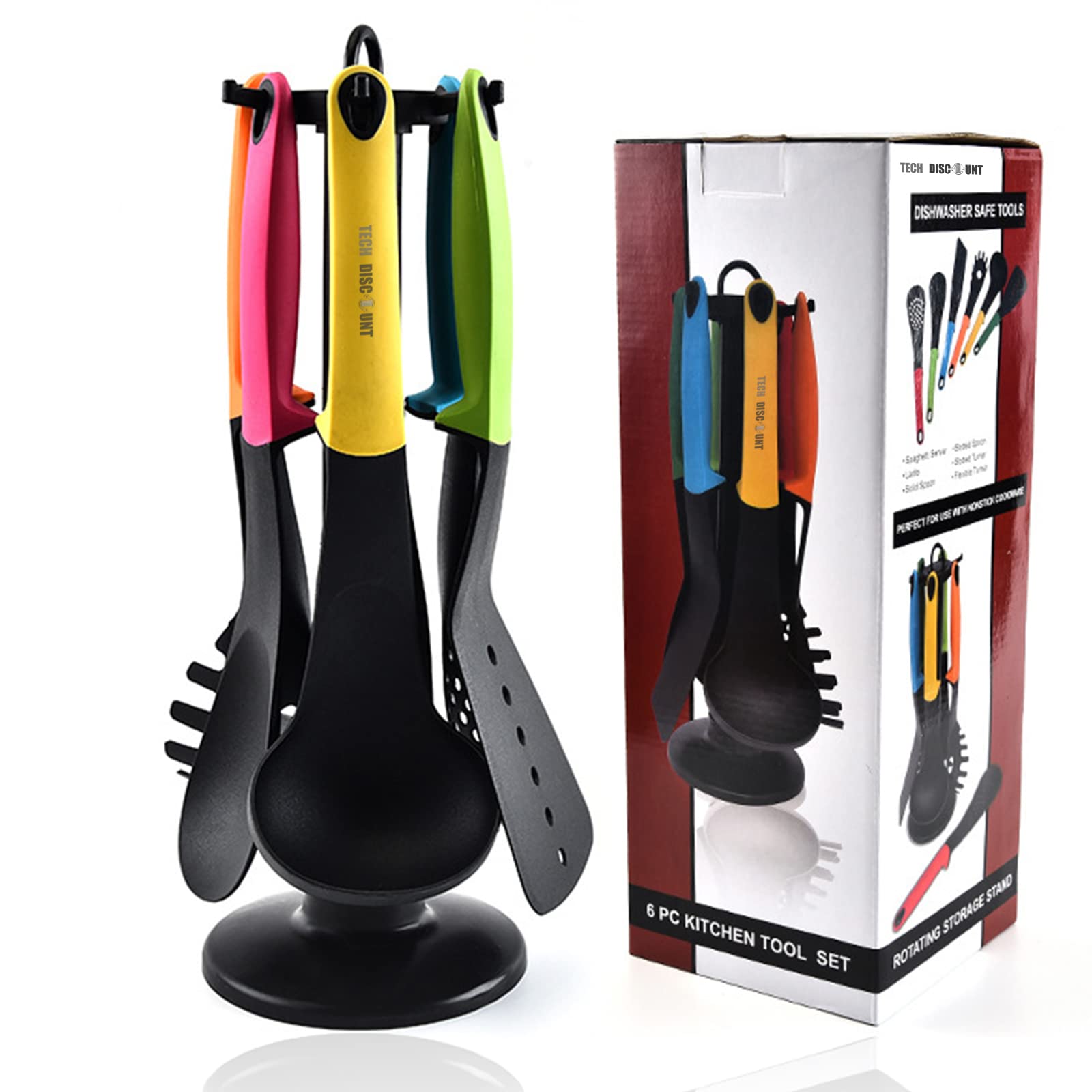 Set d'Ustensiles de Cuisine en Nylon,InnovTec Set Multicolore de 6 Outils de Cuisson Cuisine Ensemble de Cuillères Ustensiles de Cuisine Ustensiles de Cuisine en Nylon