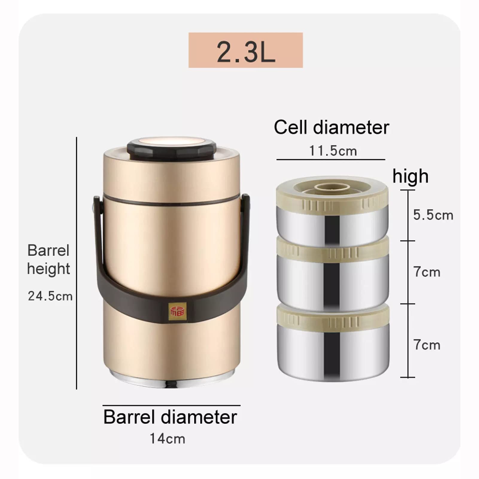 Vakuumisolierter Thermobehälter für Essen,Edelstahl Thermos-Lebensmittelbehälter Lunch-Boxen,3 Schicht Thermo Lunchbox Bento Box,für Salate Sandwiches Snacks Suppenreis,Rot,2.3L