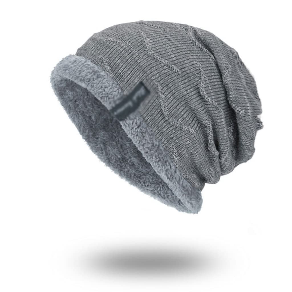 Winter Men's Hat Fashion Fleece Skiing Beanies Caps Warm Knitted Beanie Bonnet Hats Men(D)