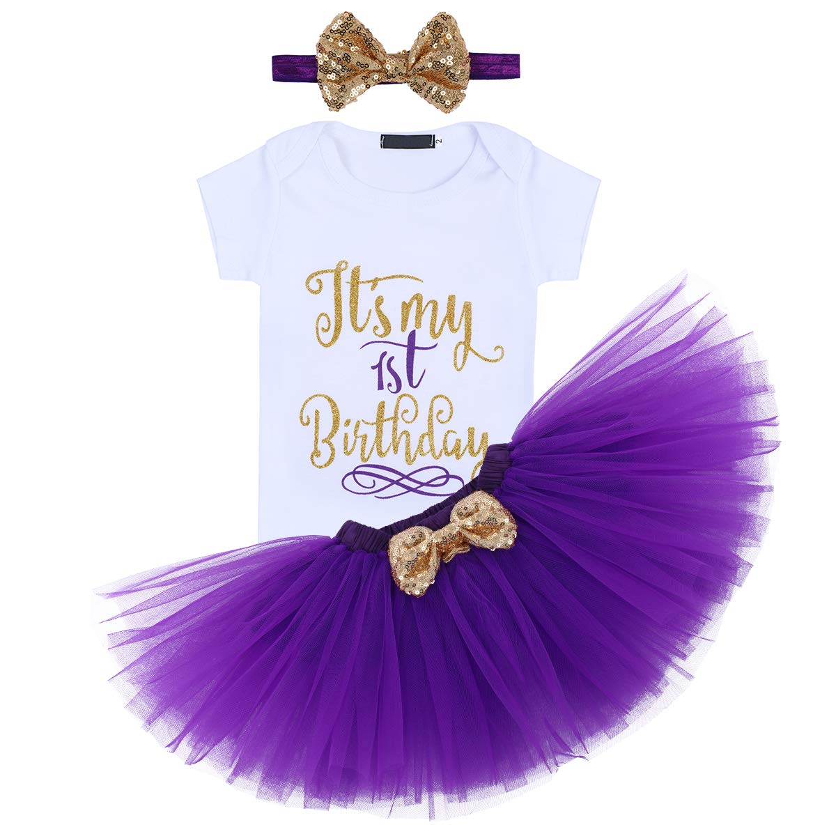 OBEEII It's my 1/2 Birthday Outit for Baby Girl Princess Cake Smash Photography Shoot 3PCS Set Purple 1/2 Birthday