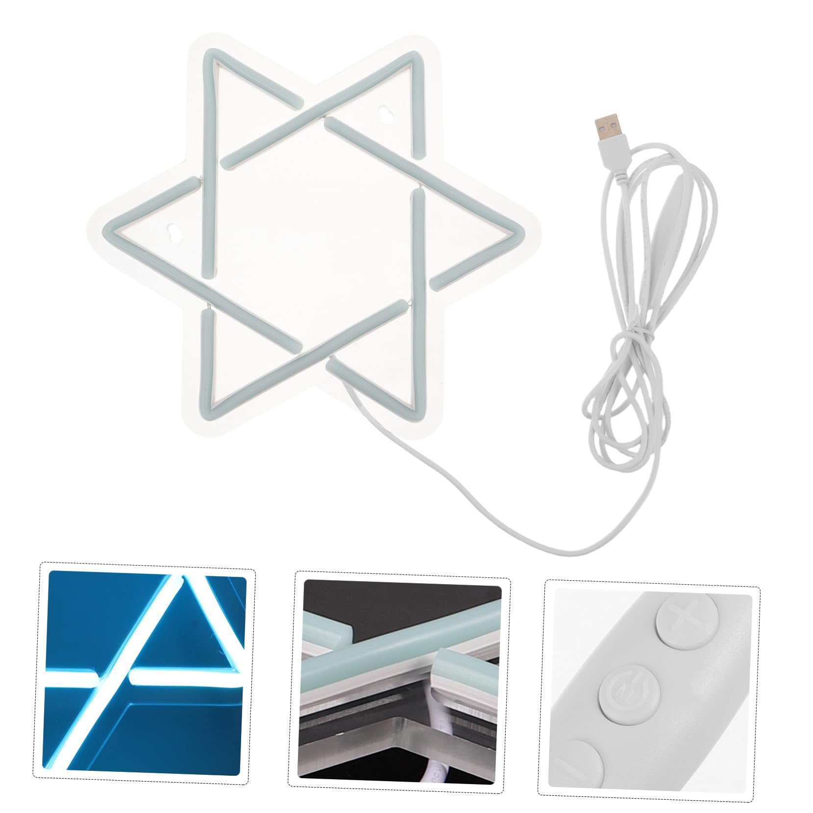 Amosfun Luces de Neón Hexagramas para Decoración Judía Moderna para Hanukkah Letrero de Neón LED para Pared Hogar y Eventos Festivos
