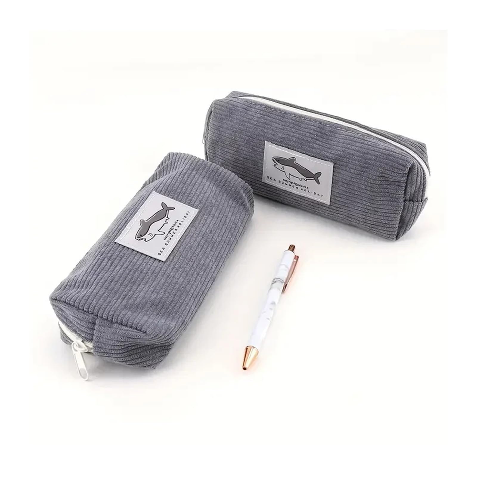 Astuccio Shark for ufficio e scuola | Con cerniera, multiuso, portatile, organizer, for bambini/adolescenti/donne(1pcs Light Grey)