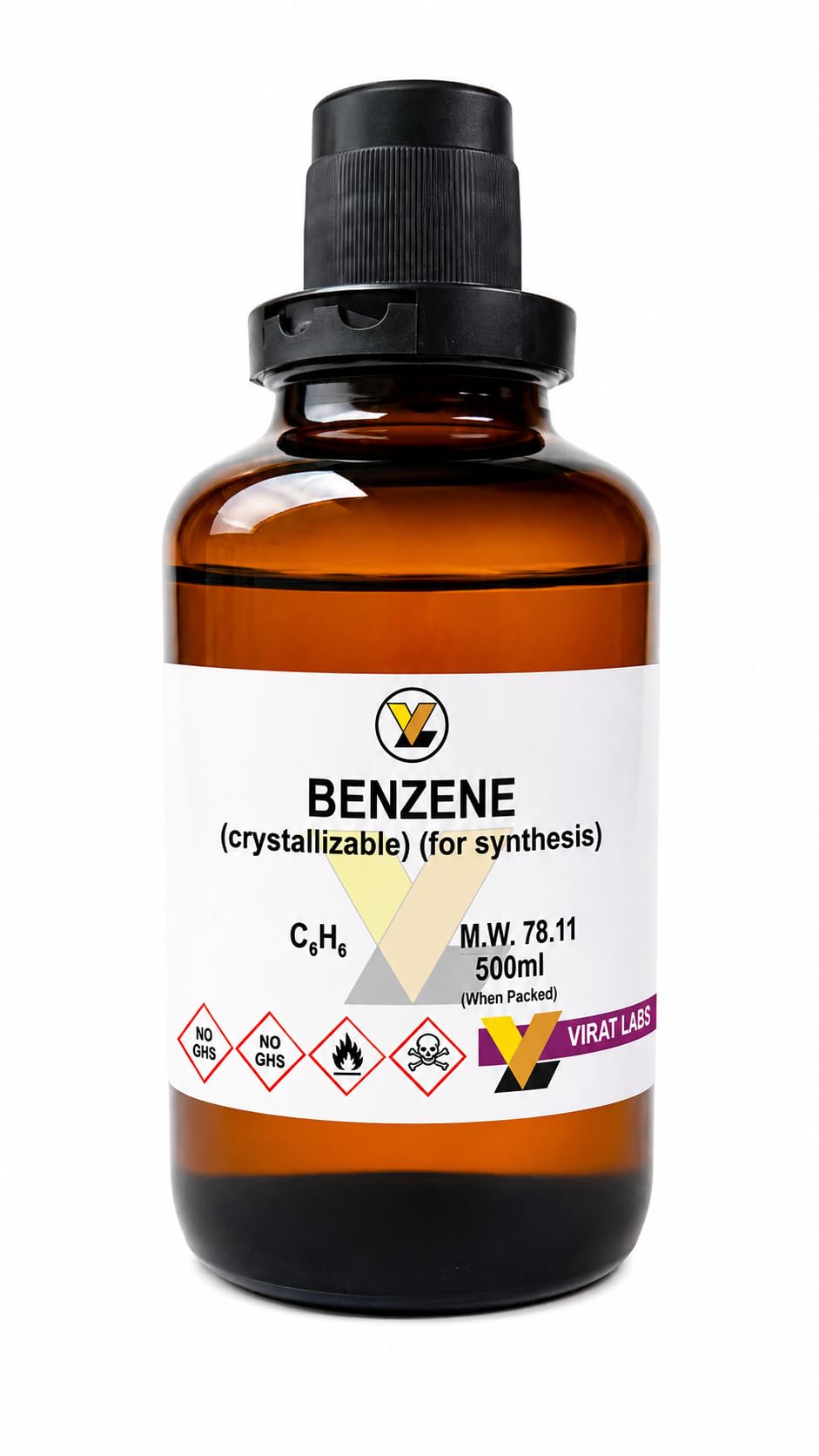 Benzene 99% 500ml for Synthesis Lab Testing and Research | Crystallisable Grade, 99% Purity, 500ml Volume, For Synthesis, Research Use-image-17