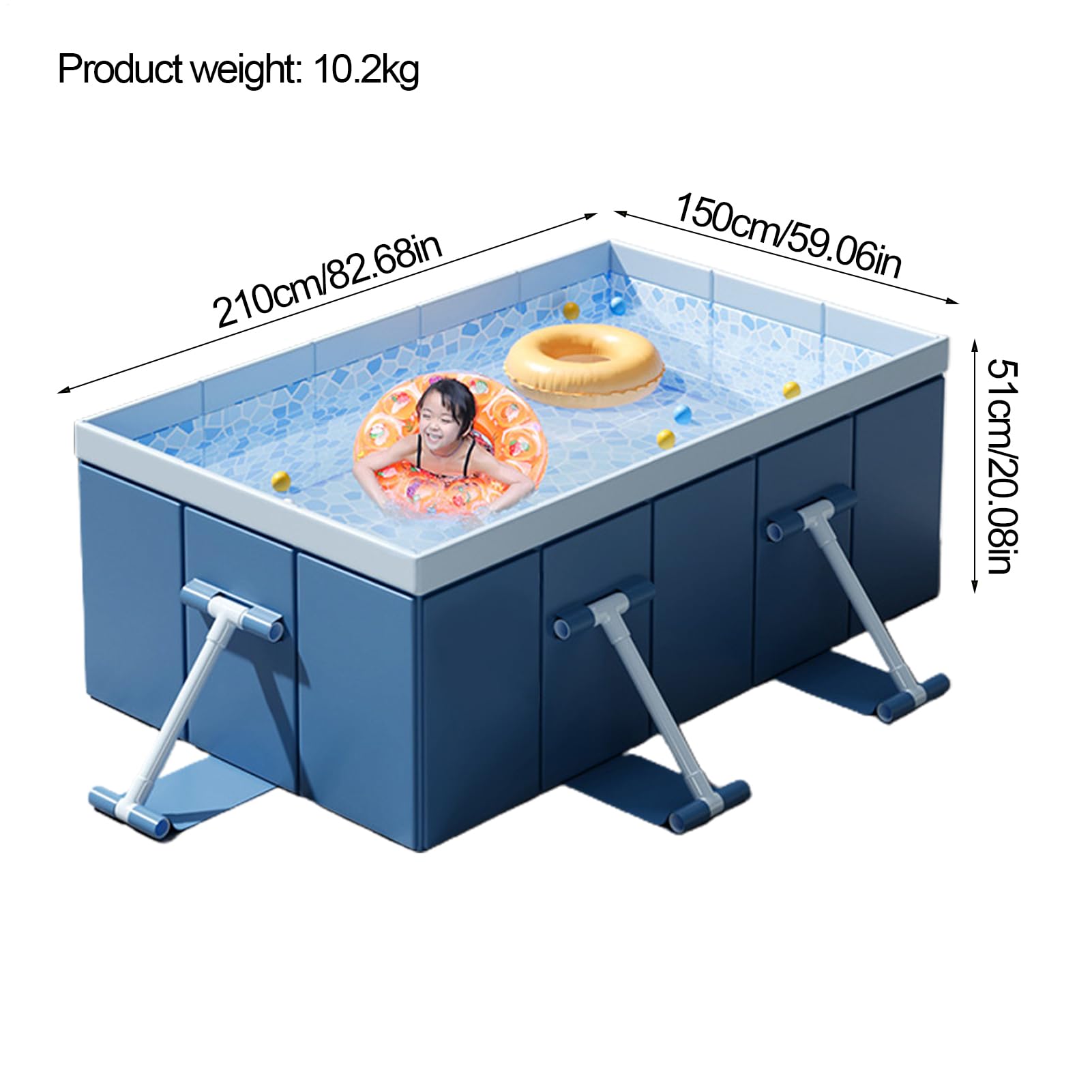 Piscina portátil, Piscina no Inflable Nates Plegables enmarcados para niños | Juguete de patio trasero de verano de verano para adultos, niños y mascotas