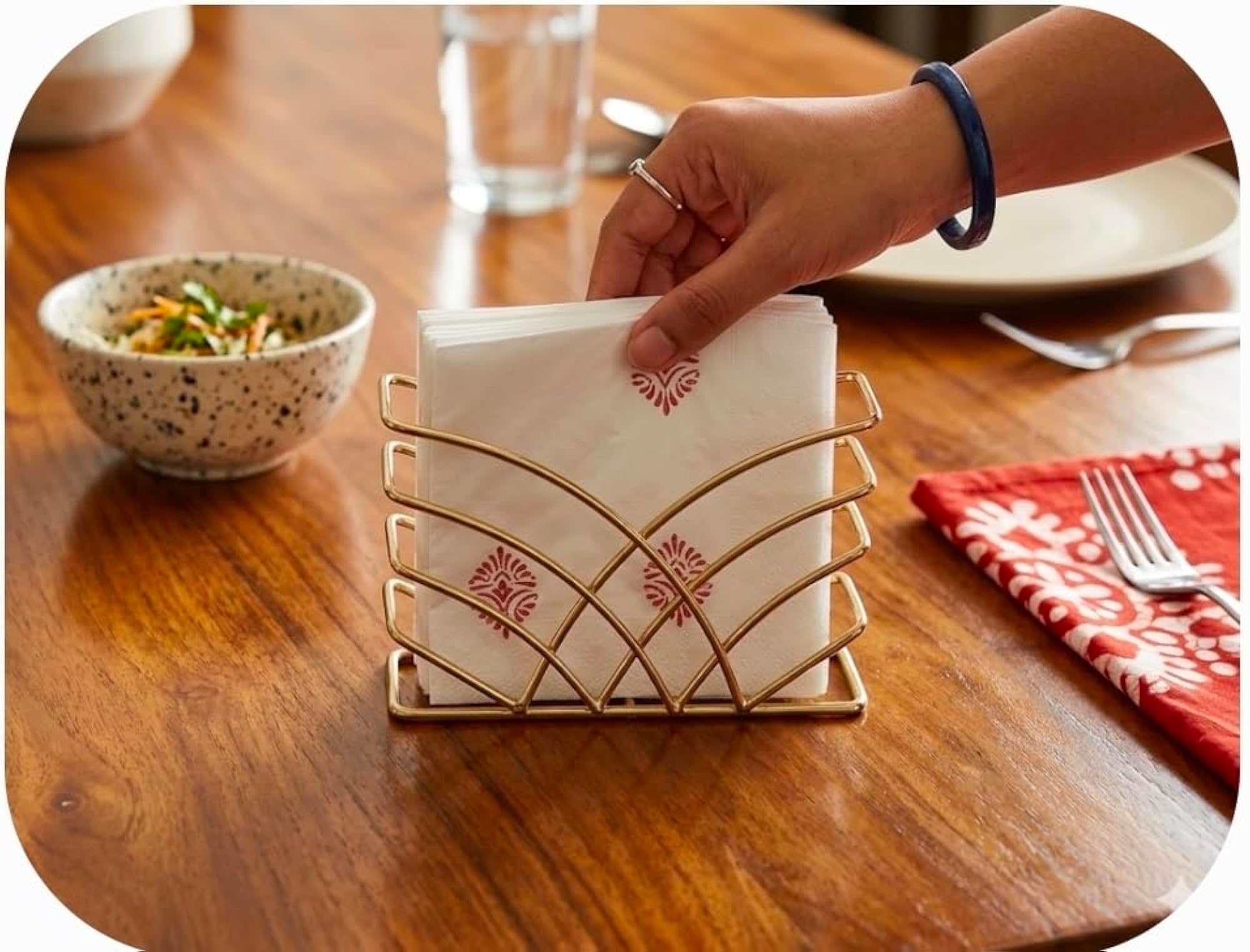 Modern Gold Plated Napkin Holder for Dining Table
