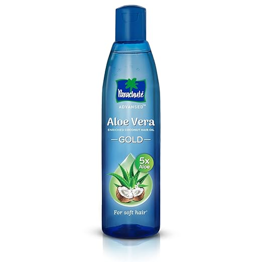Parachute Advansed Aloe Vera Enriched Coconut Hair Oil GOLD | 5X Aloe Vera with Coconut Oil| Makes hair Sooperr soft | 400ml, Clear at Rs. 128