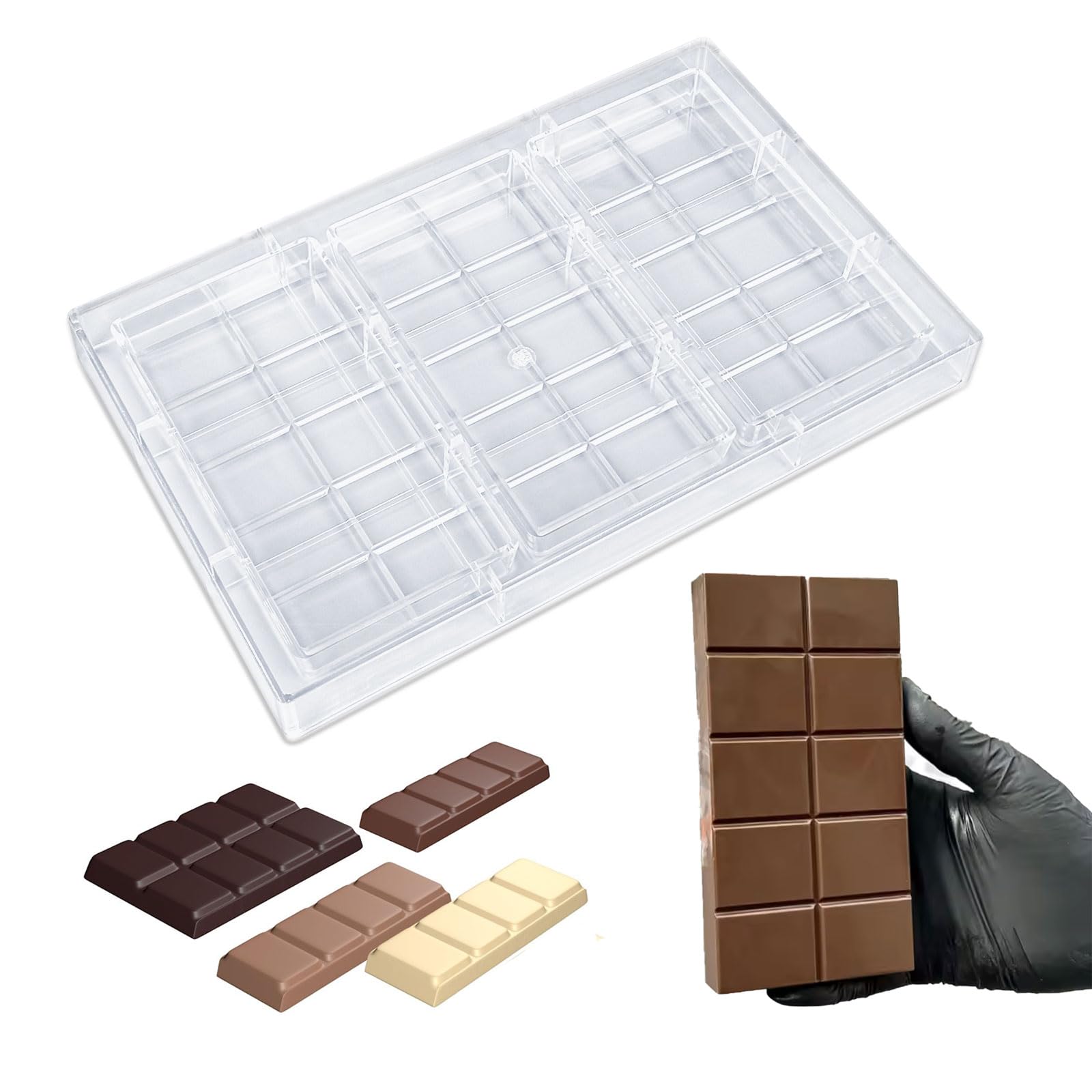 Chocolate Bar Mold, Non-Stick Chocolate Molds Polycarbonate Deep Chocolate Bar Mold Large Stuffed Dubai Pistachio Deep Bar Hard Moulds for Filled Chocolate Candy Making