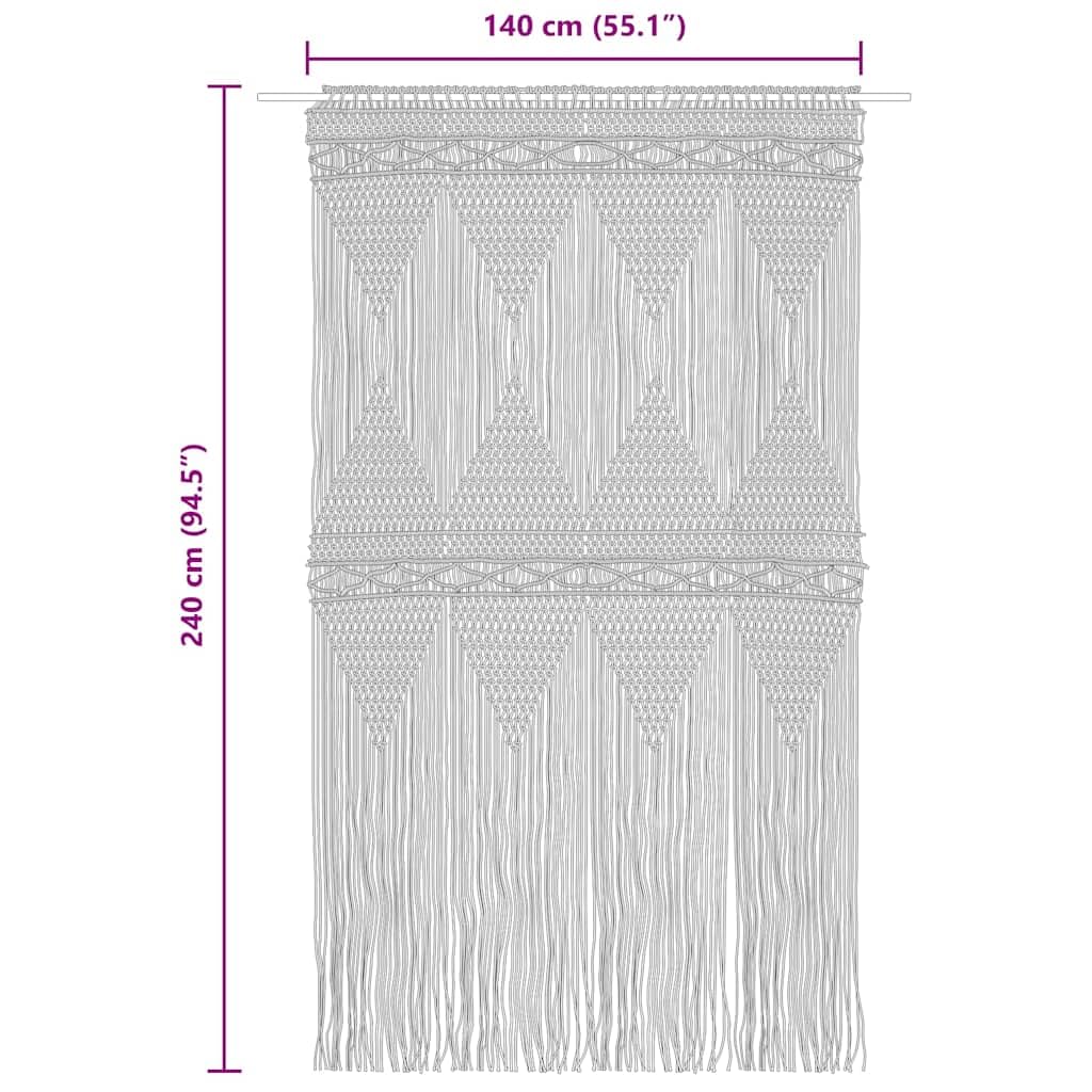 Rideau en macramé 140 x 240 cm en coton