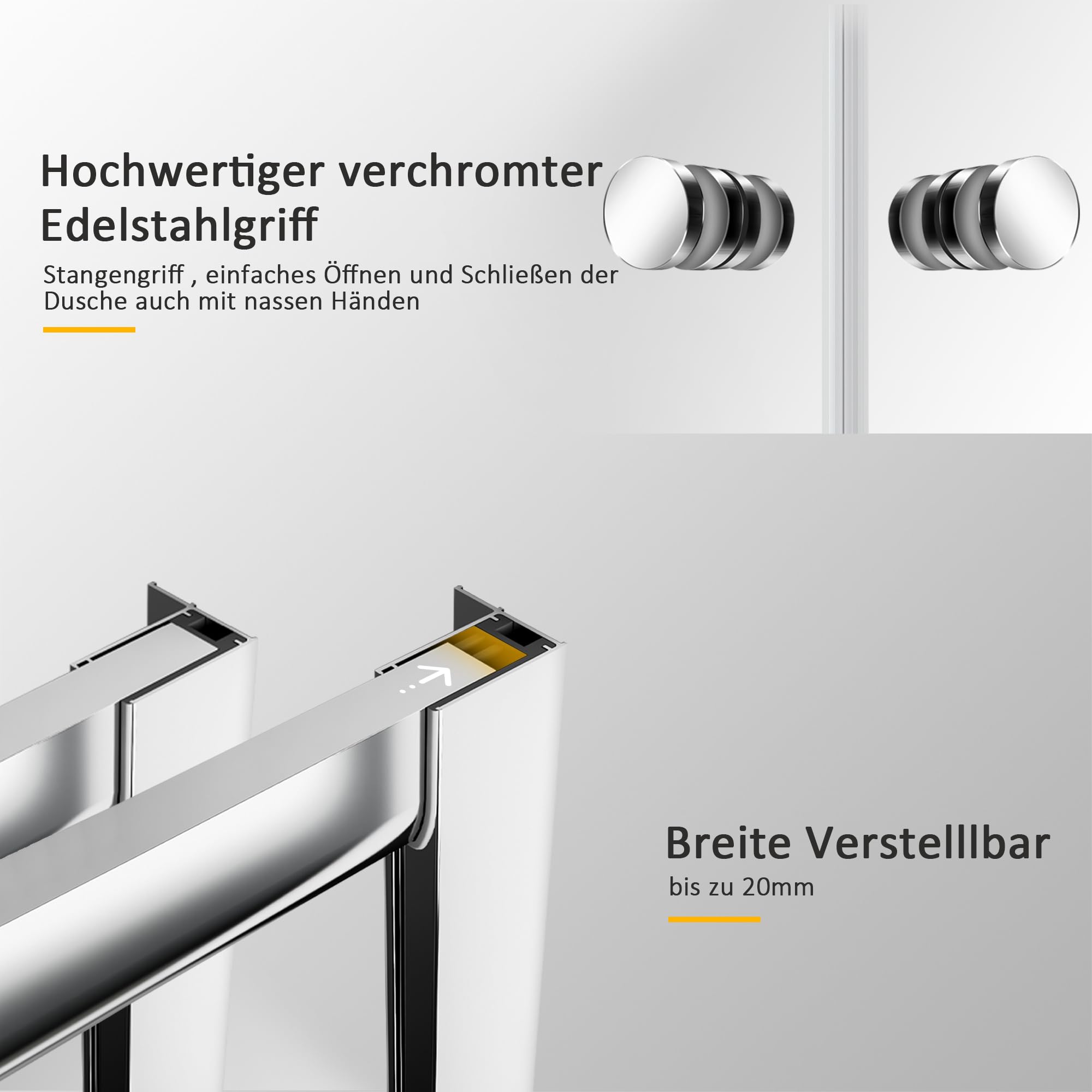 Goezes Duschkabine Eckeinstieg mit Schiebetür 80x80x185cm, Eckeinstieg Duschabtrennung Duschschiebetür Glas Duschkabine Dusche Duschwand 6mm ESG Sicherheitsglas, LINKS & RECHTS MONTIERBAR