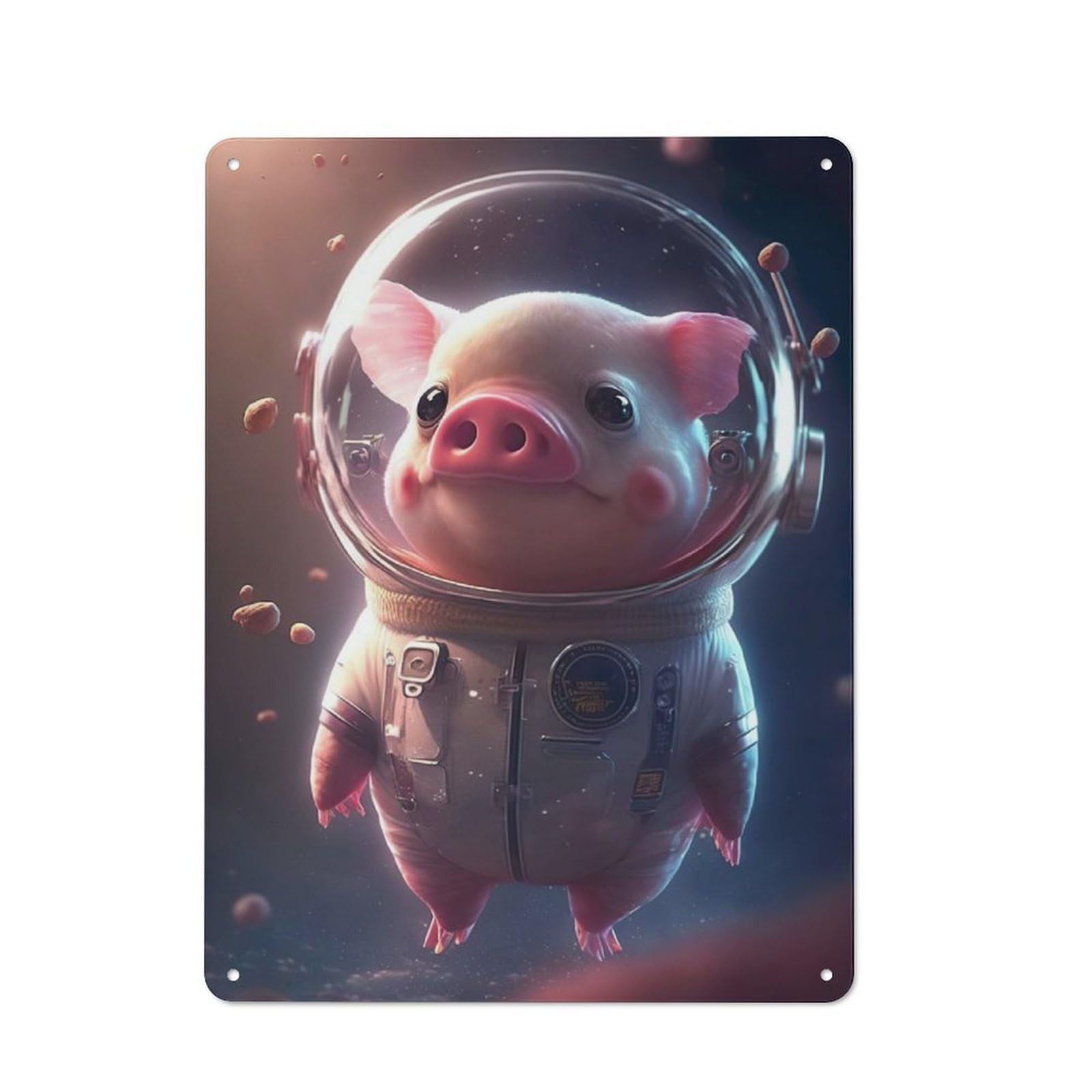Junmoney Astronaut Space Pig Metal Sign 40X30cm With For Hallway Wall, Vintage Decor, For Vintage Wall Decor Fans, For Themed Room Decoration