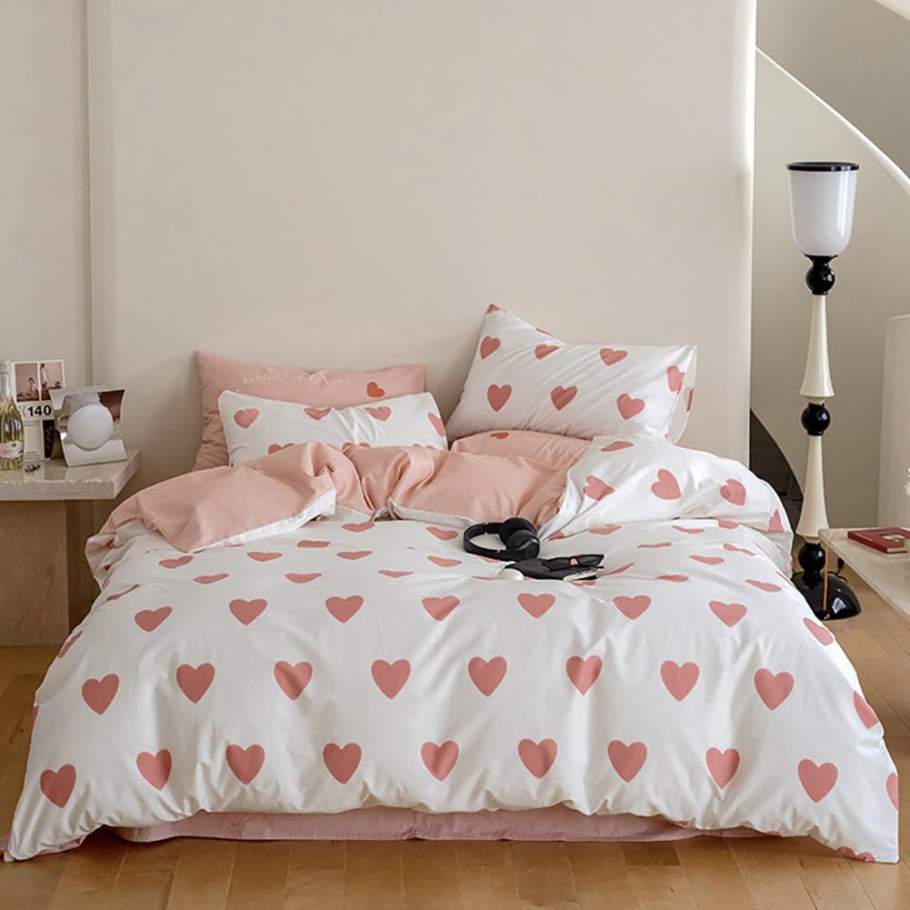 Nayoroom Bettwäsche Herzen Muster Bettbezug Microfaser Bettwäsche Set und Kissenbezug 80x80cm
