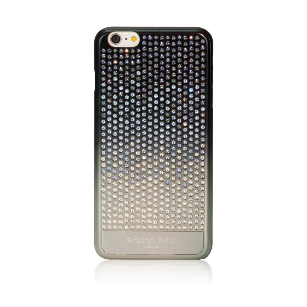 Bling My Thing Case for iPhone 6 Plus - Retail Packaging - Metallic Gradient Black/Crystal Paradise Shine