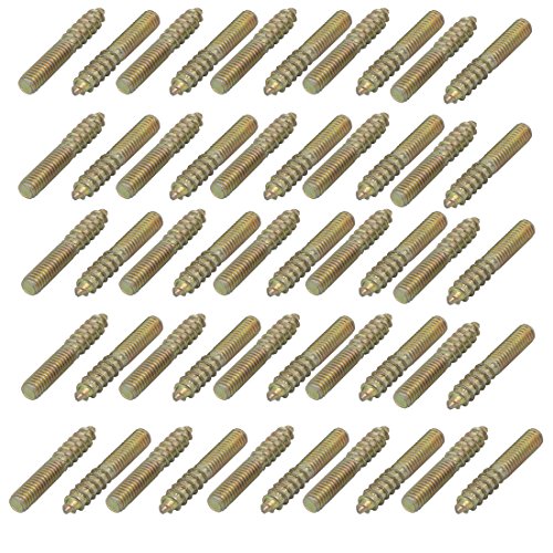 Aexit M6x25mm Carbon Home Hardware Steel Zinc Plated Hanger Bolt 50pcs Model:86as341qo65