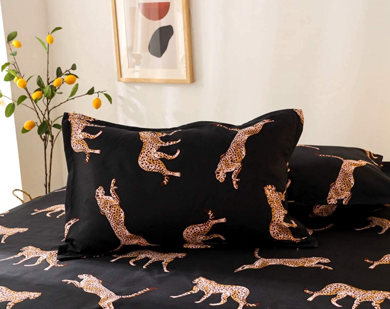 Loussiesd Leopard Fitted Sheet Girls Luxury Wild Animal Style Bedding Set Single Size Women Cheetah Print Bed Sheet Set For Kids Teens Black Brown Nature Wildlife Bed Cover With 2 Pillow Case - Image 3