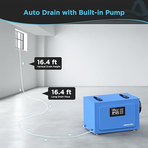 Miniatura 3 de Deshumidificador comercial de 125 pintas con bomba para espacios de rastreo y sótanos con manguera de drenaje, restauración de daños por agua de