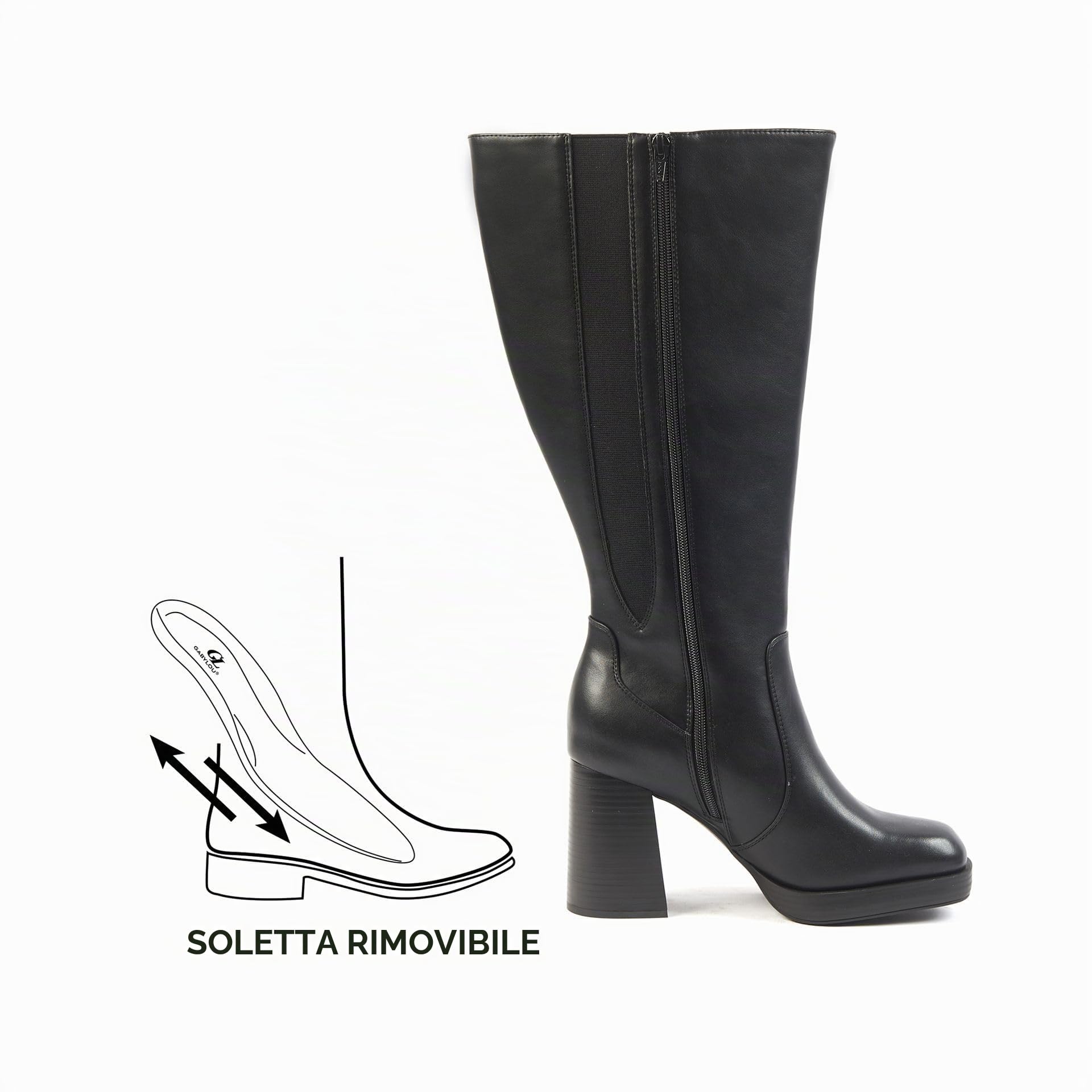 GABYLOU Stivali 2XL - modello Melissa, NeroNero25, 40