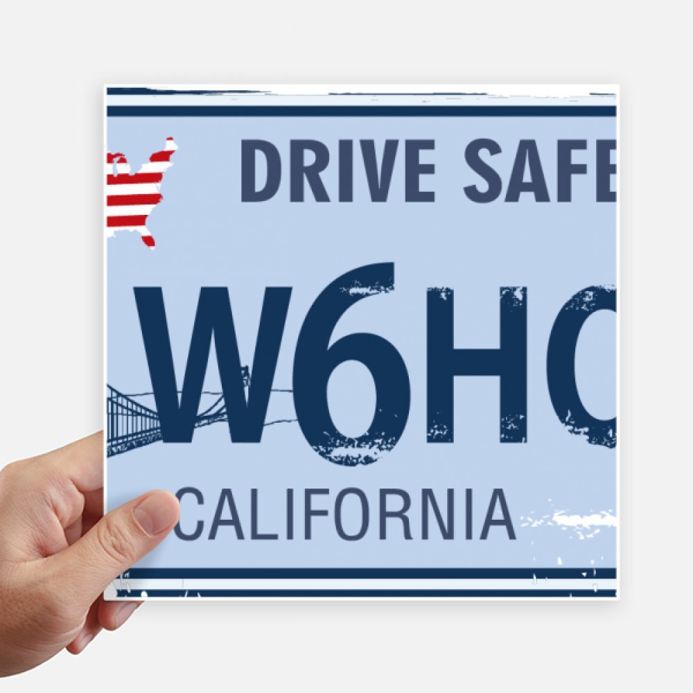 Stickers carrés USA de 20cm style plaque immatriculation américaine pour mur et moto
