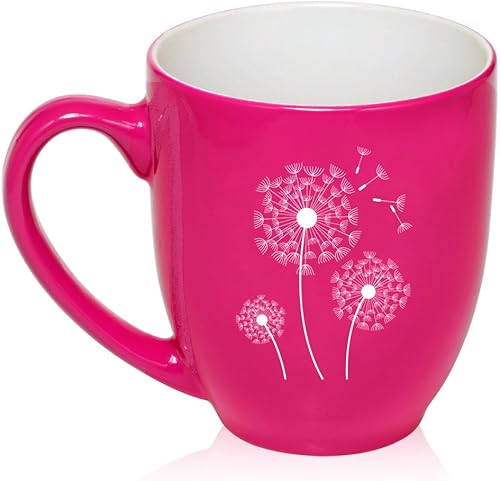 Miniatura 2 de 16 oz grande Bistro taza cerámica café té taza de cristal dientes de león (rojo)