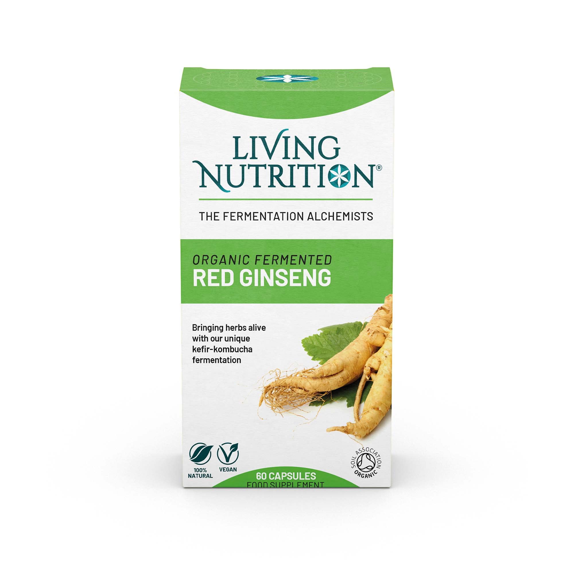 Living Nutrition Organic Fermented Red Ginseng (60 Caps)