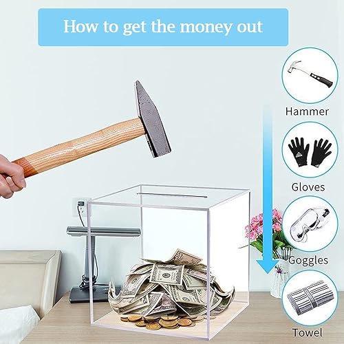 Miniatura 7 de TTEDMO Alcancía transparente alcancía indispensable alcancía irrompible tarro de ahorro de dinero alcancía acrílica alcancía transparente para