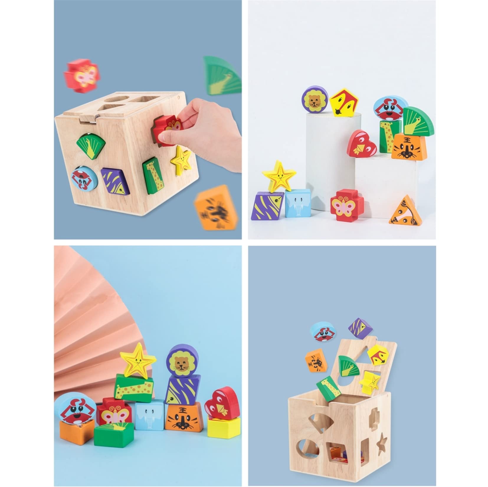 Amazon.co.jp: 知育玩具 木のおもちゃ 形合わせパズルボックス 木製型