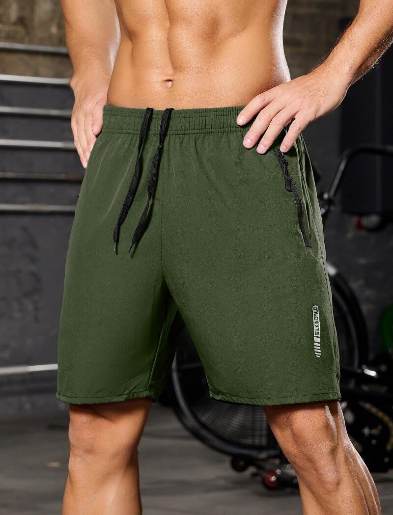SILKWORLD Quick Dry Men's 2 in 1 Running Shorts with Zip Pocket 7" Workout Gym Athletic Shorts Lightweight Training Shorts - Image 2