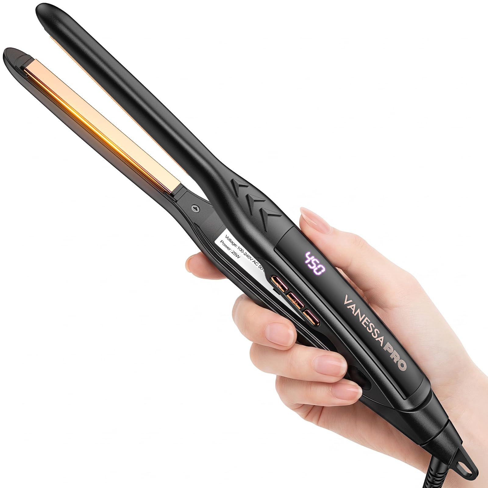 VANESSA PRO Pencil Flat Iron Mini Straightener for Short Hair & Pixie Cut