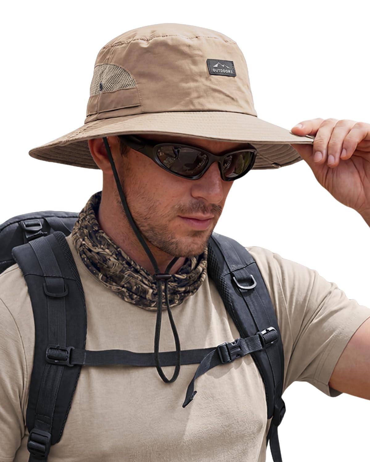 Hat Hut Hiking Hat, UPF 50+ Wide Brim Sun Bucket Hats for Men Women, UV Protection, Fishing Outdoor Safari (UK, Alpha, One Size, Khaki)