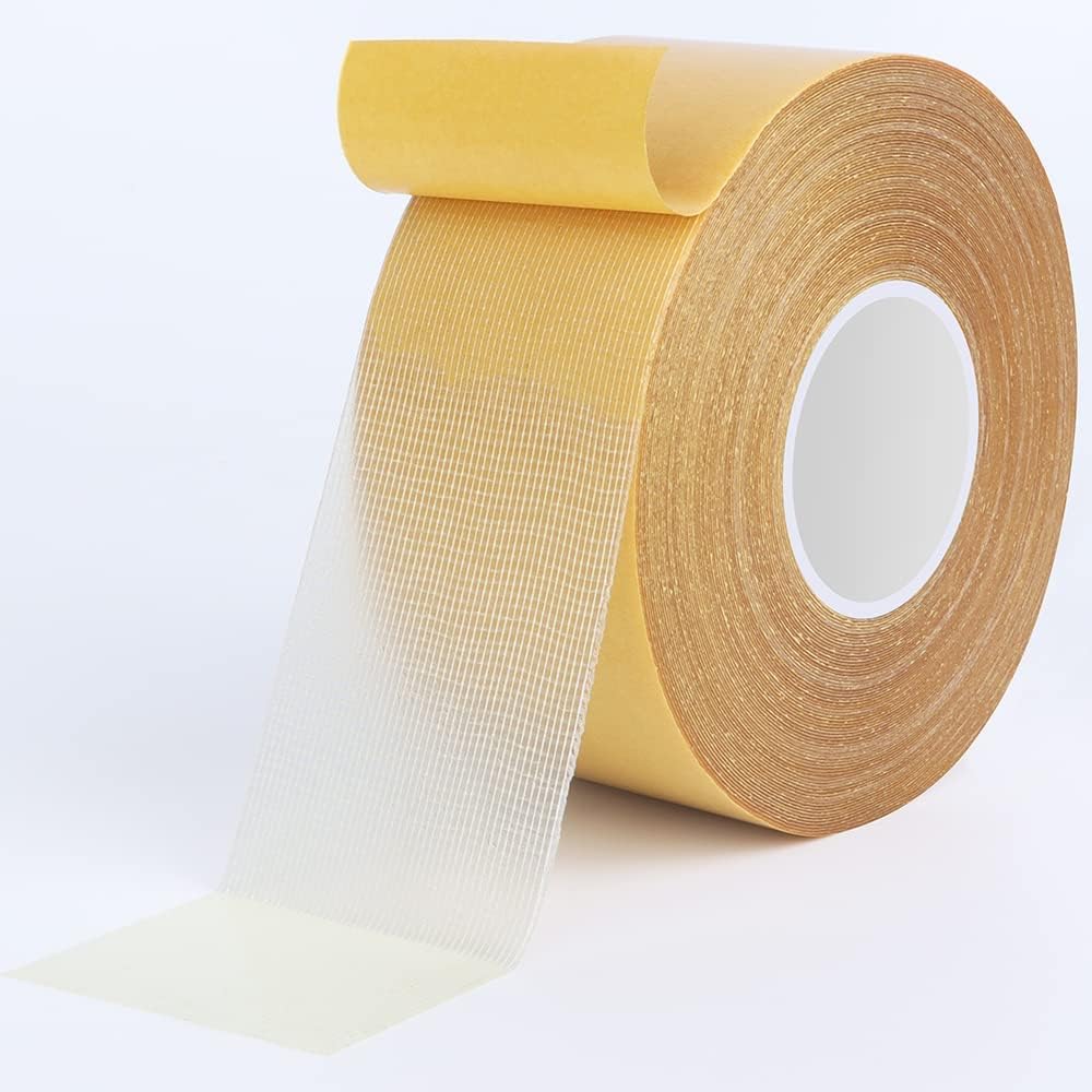 Double Sided 3CM x 20M Long Super Strong Sticky Carpet Tape, Non-Slip Waterproof Removable Mesh Grid Tape for Hardwood Floors, Mats, Wall Hanging & Paste Decoration (20M)
