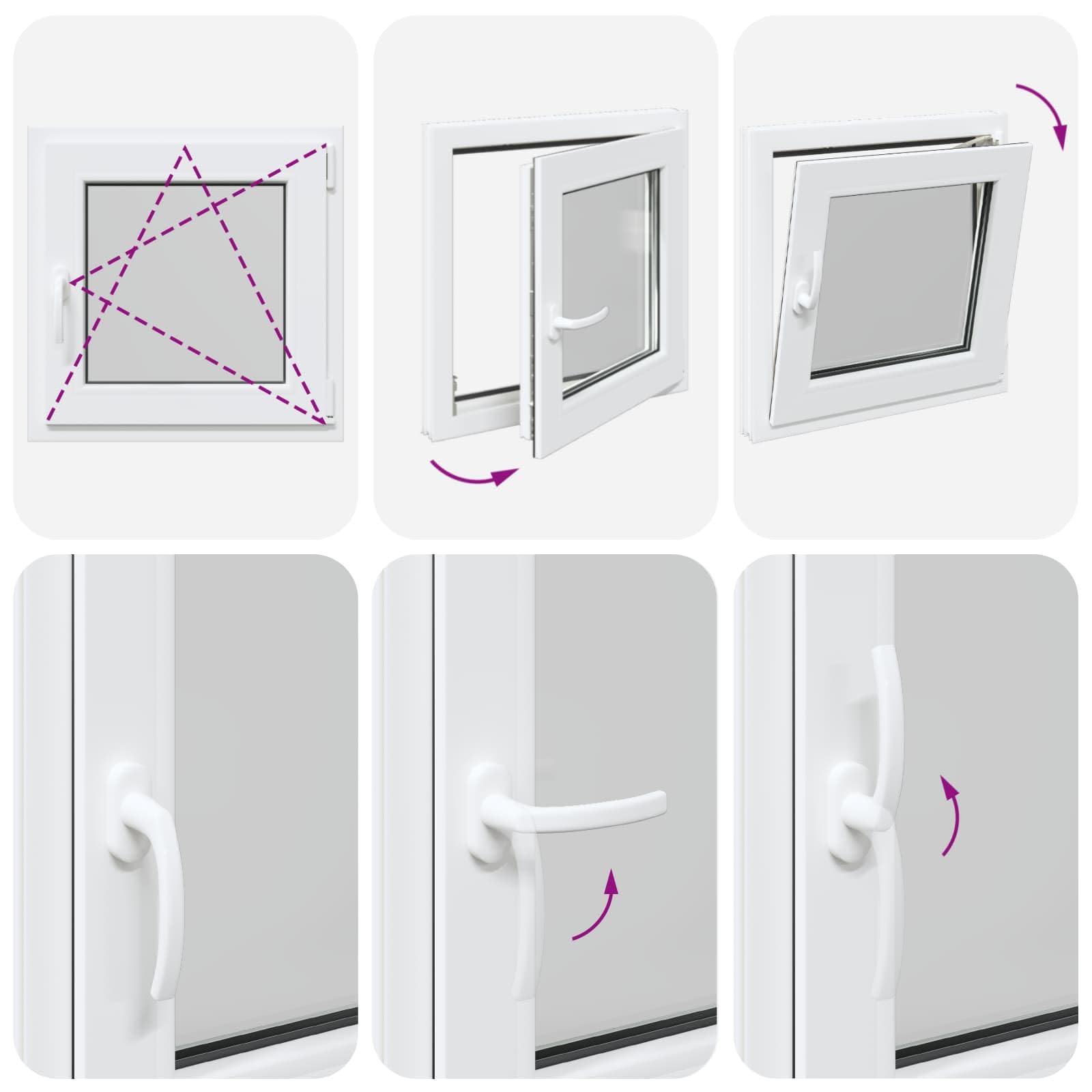vidaXL Ventana de sótano RISOR 50 x 50 cm PVC y Vidrio Blanco, Sótano, Aislante Térmico Moderno y Duradero para Ventanas Eficientes, Accesorios de Vidrio PVC Aislantes