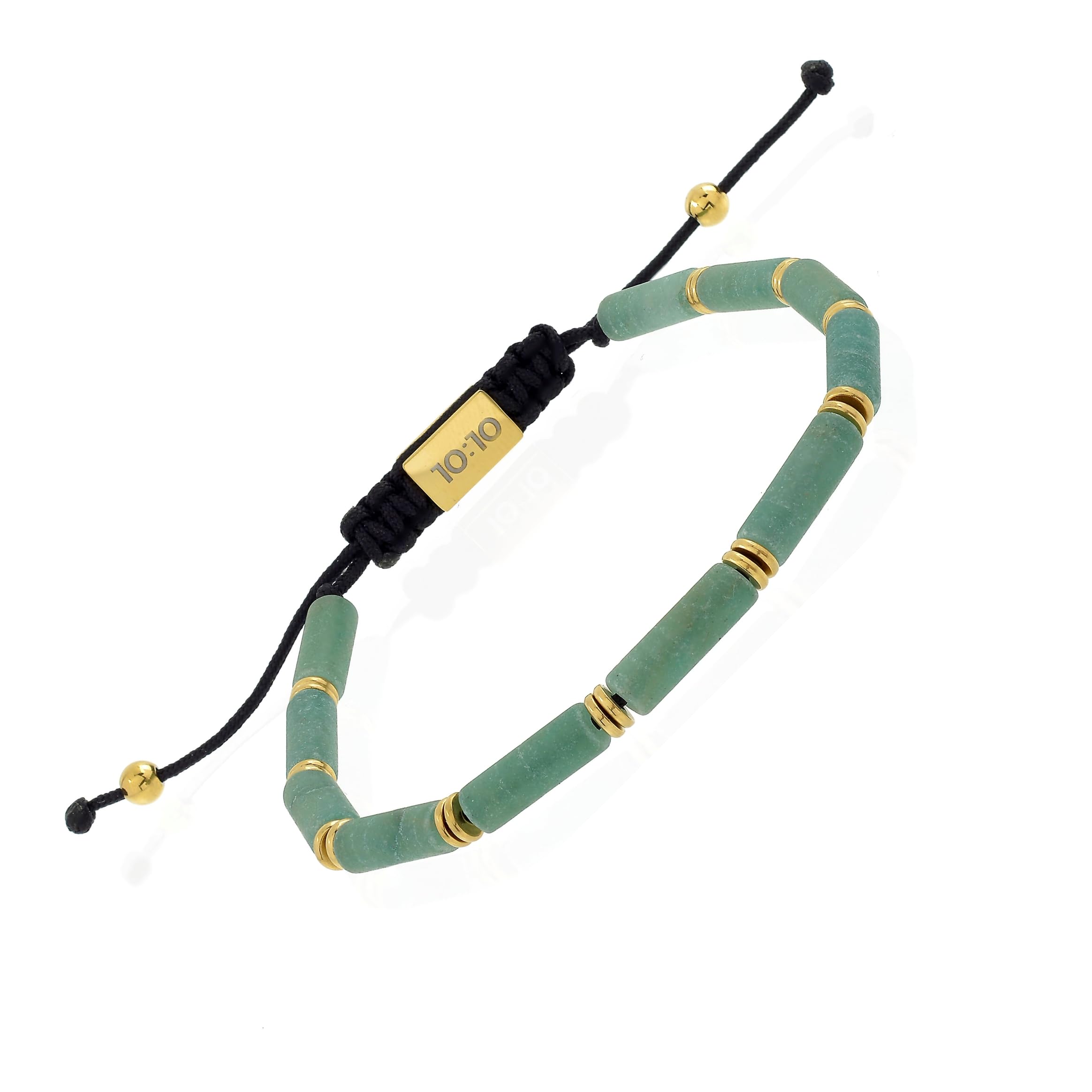 10:10 Bracciale Uomo Donna Pietre Naturali Acciaio Inox PVD Oro, Braccialetto Taglia Regolabile, Confezione Regalo Inclusa Made In Italy