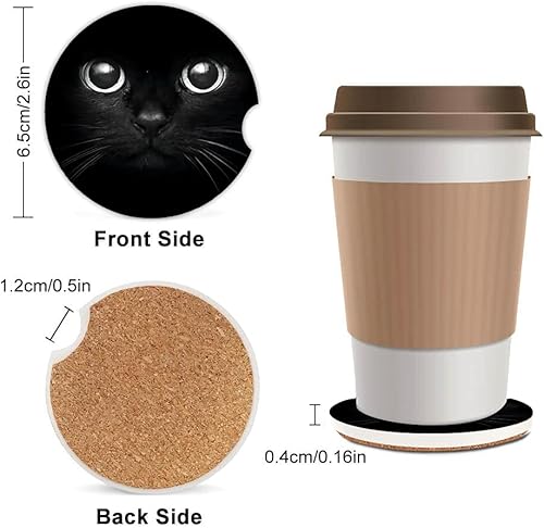 Miniatura 6 de Portavasos de cerámica verde y rosa para mujereshombres, bonitos posavasos absorbentes para automóvil con muesca de dedo de 2.56 pulgadas, paquete