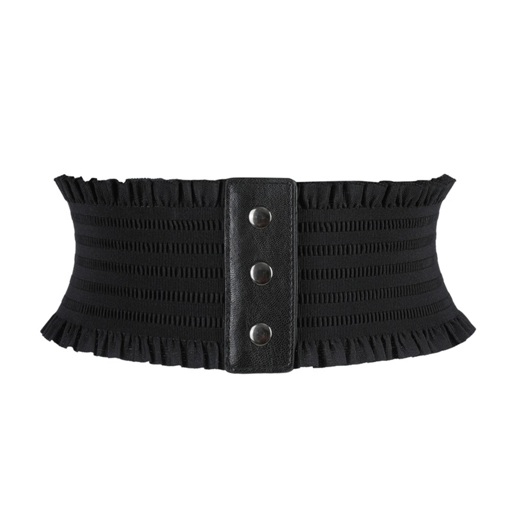 DAMAJI Womens Snap-Button Corset Belt Wide Elastic Belts for Dress Stretchy Waistband Black