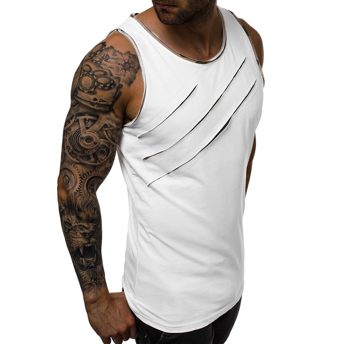 Men’s Tank Top, 2 Pack Sleeveless Tops Breathable Gym Vest T-Shirt for Running Fitness Sport