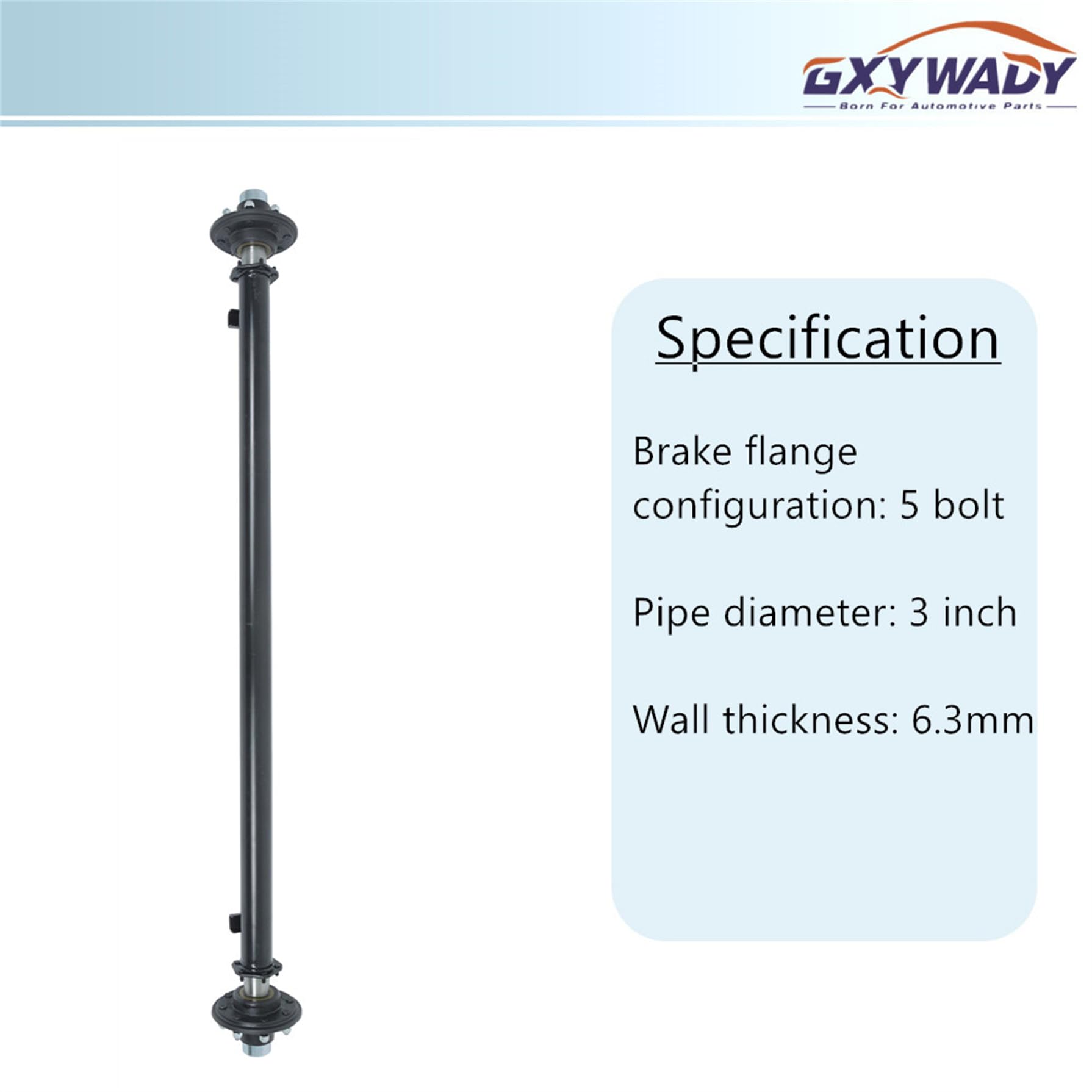 GXYWADY 8 Lug 6.5 Inch Trailer Axle 7000lbs Trailer Axle 75 Inch Hub Face 58 Inch Spring Center