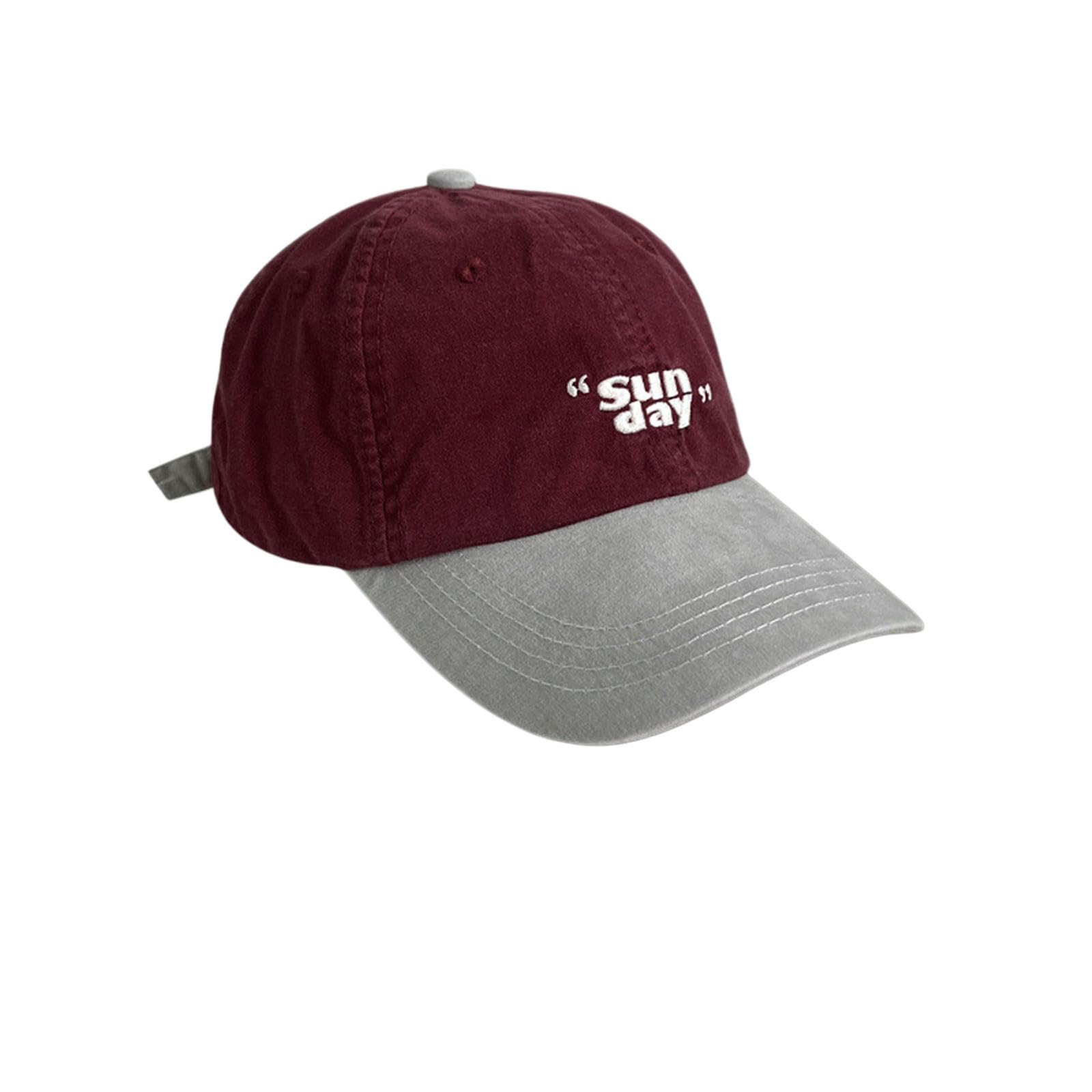Gyios Cap Niche Color-blocking Design Baseball Hat Cotton Visors Vintage Snapback Style Teenagers Female-burgundy
