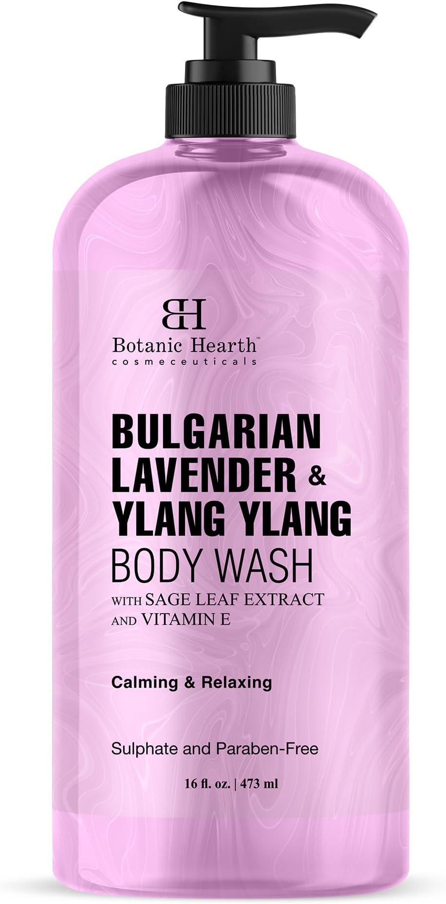 Bulgarian Lavender & Ylang Ylang Body Wash | Shower Gel | 16 Fl Oz (473 ml) With Vitamin E, Sage Leaf Extracts | Calming & Relaxing | Sulphate & Paraben Free