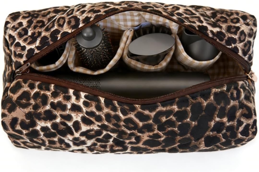 Starnearby Sac de Voyage Compatible avec Dyson Airwrap, Tousse de Rangement Matelassée pour Sèche-Cheveux Dyson et Accessoires, Organisateur pour Outils de Coiffure Shark Flexstyle (Imprimé léopard)