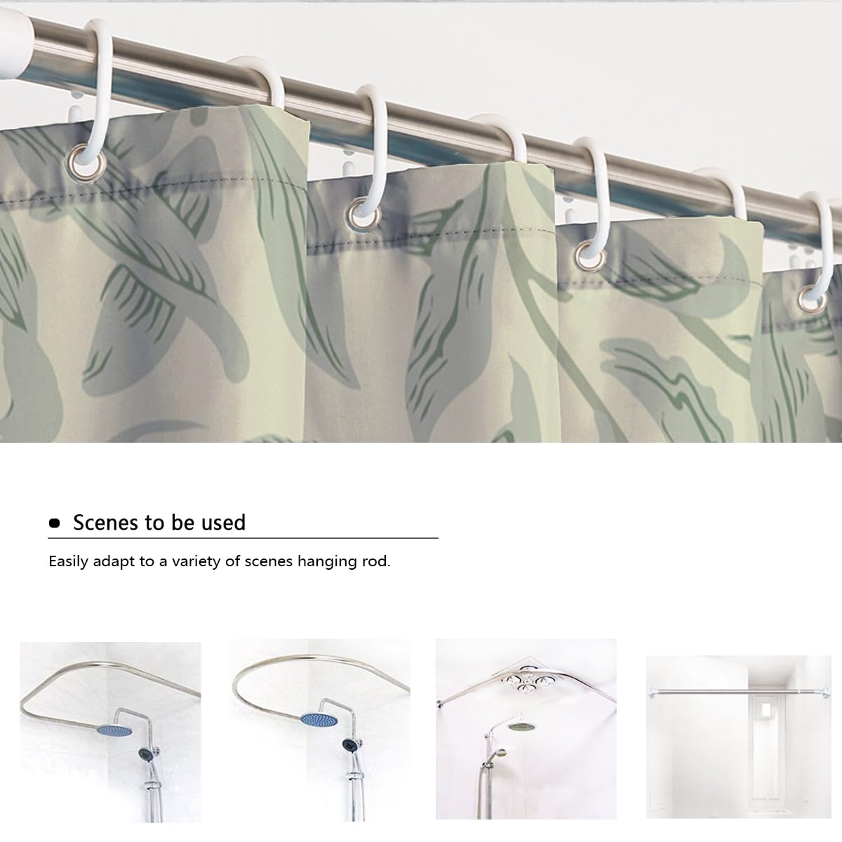 Cortina de Ducha Estilo Morris Sauce Crema Verde 150x200cm