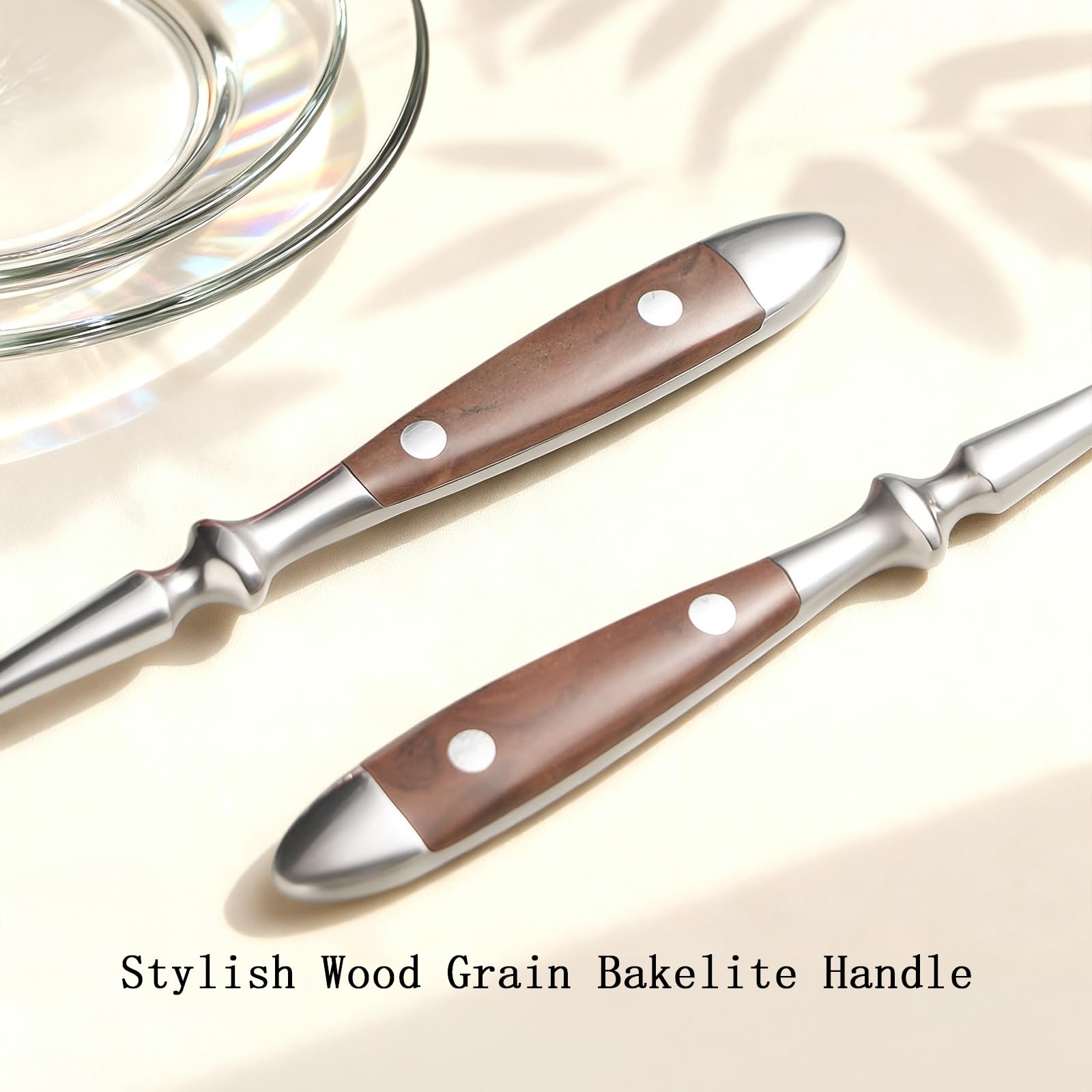 Dinner Forks, 8-Pack Stainless Steel with Wood Grain Bakelite Handle, 7.9 Inches for Salad, Noodle, Dishwasher Safe — Amazon image 7
