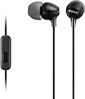 Sony MDREX15AP Earbuds with Mic & Controls: Powerful 9mm Bass Drivers, Hybrid Silicone Tips for Secure Comfortable Fit - Black