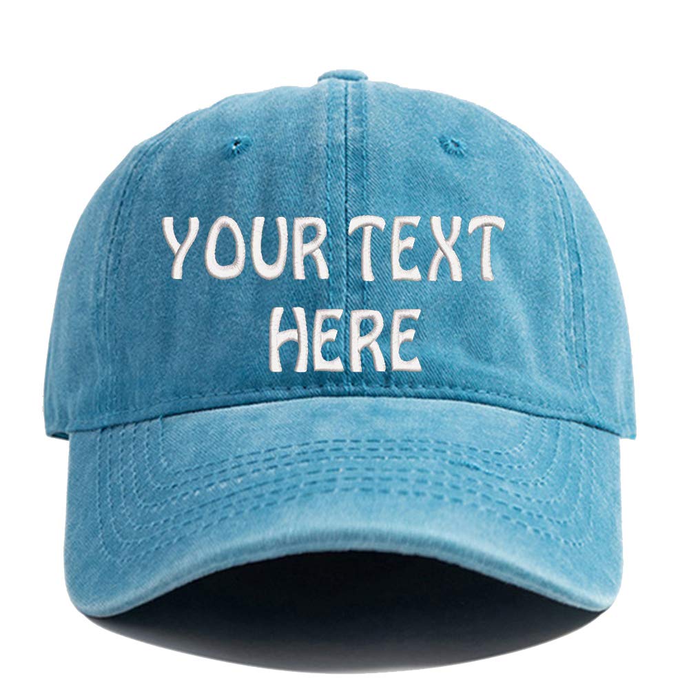hyn Custom Embroidered Adjustable Cowboy Cap Baseball Hat Add Your Text Sports Personalized Cowboy Hats (Cowboy Hat-Blue)